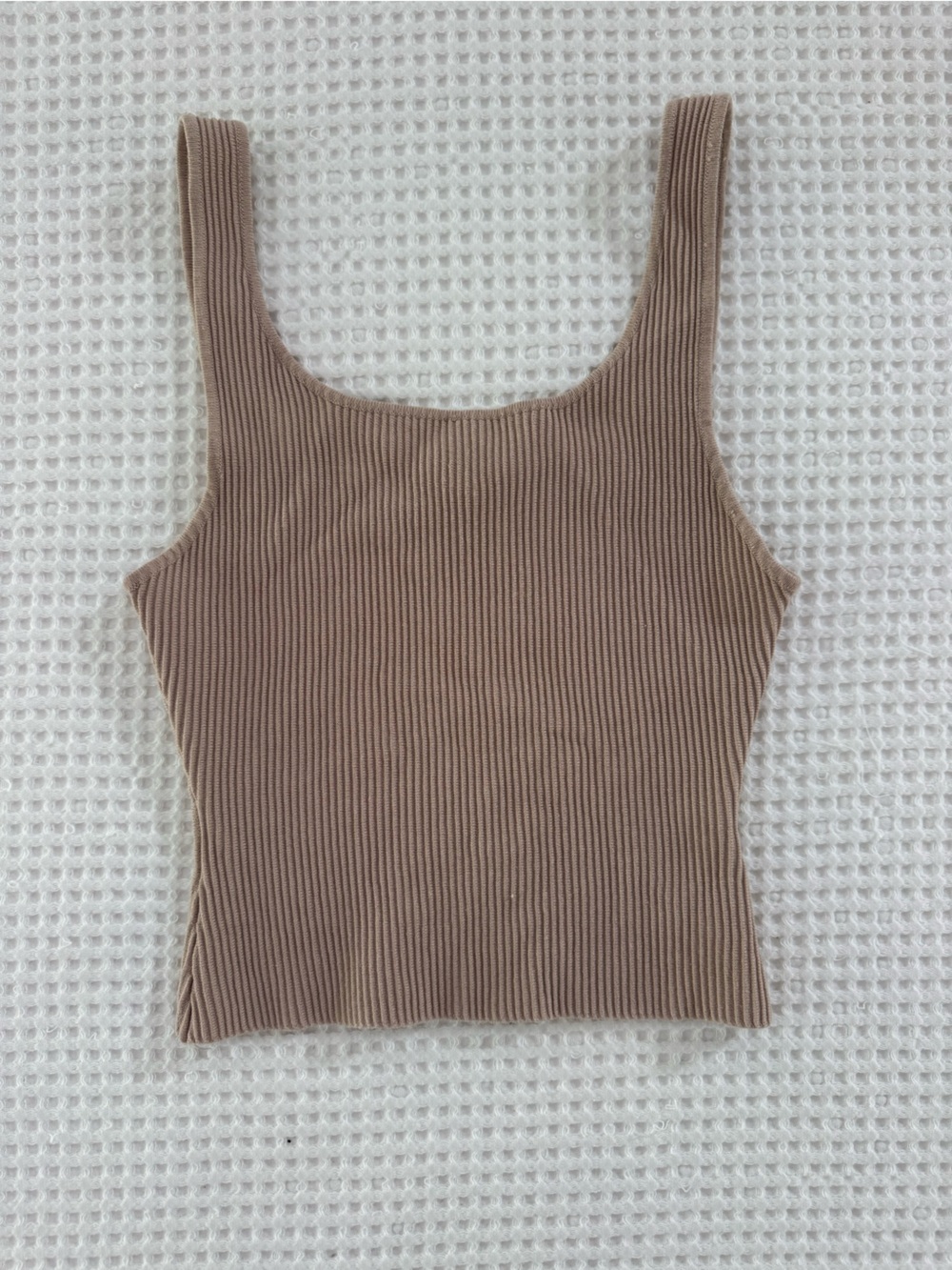 Love Tree Ribbed Scoop Tank Top — Taupe Brown